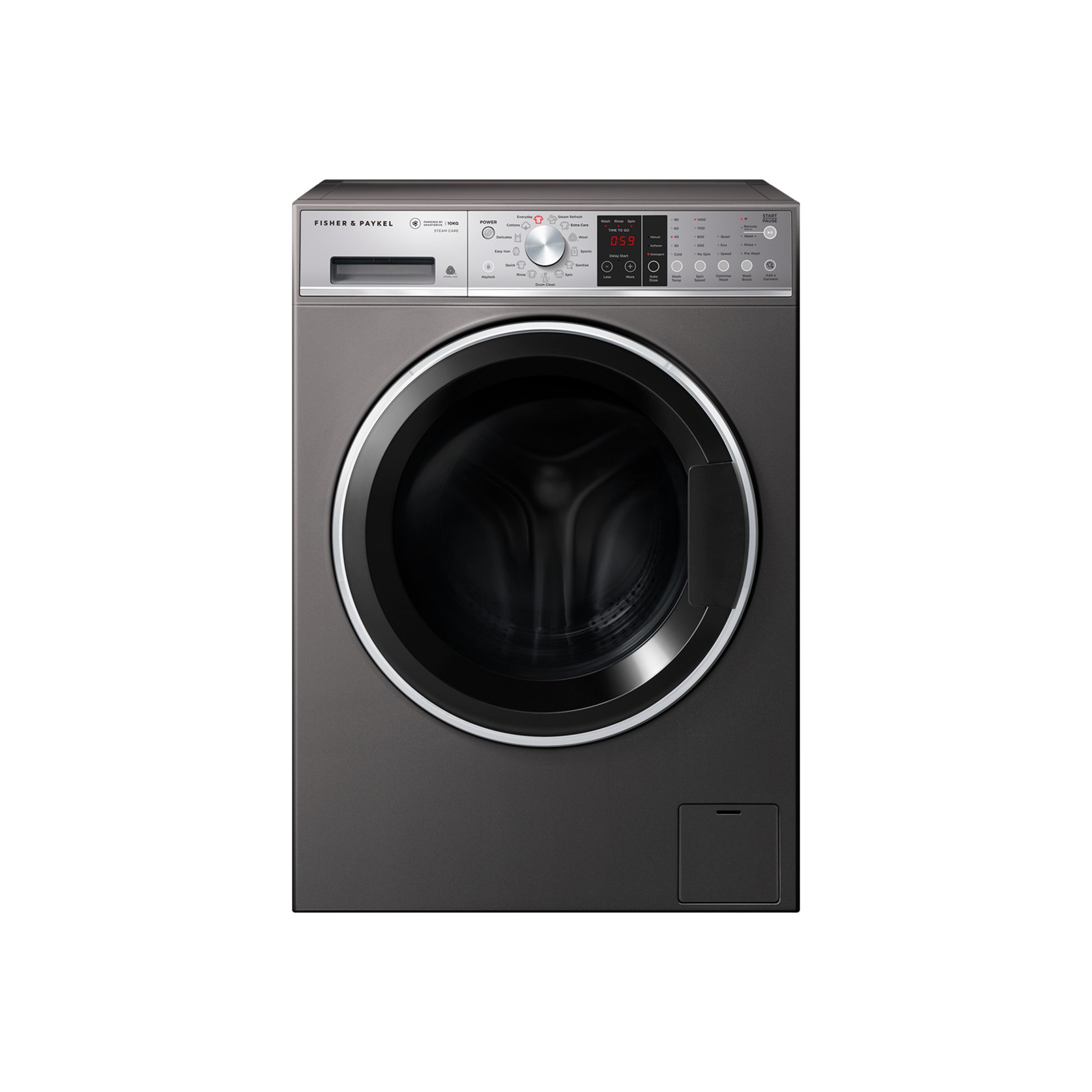 Front Loader Washing Machine, 10kg, Steam Care, Graphite ArchiPro NZ