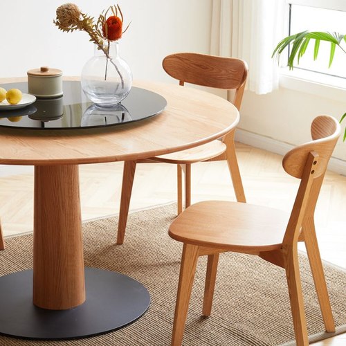 Tate oak and online glass dining table