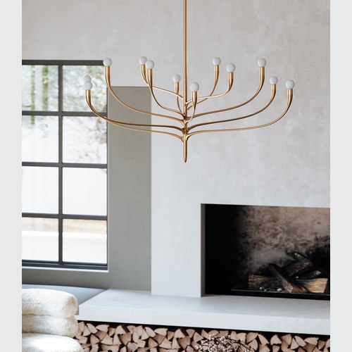 Vintage Gold Leaf Labra 12lt Chandelier