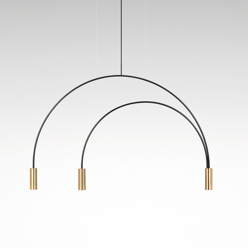 Black/Satin Gold Volta 3lt Pendant Light