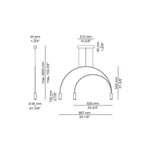 White/White Volta 3lt Pendant Light