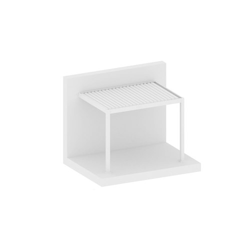 White Baltic Motorised Wall Mounted Louvre Roof Aluminium Pergola