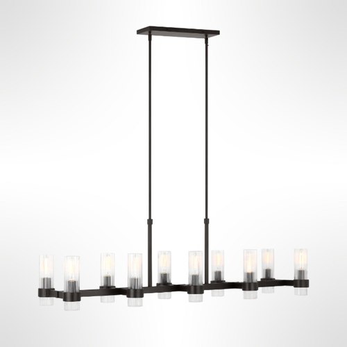 Aged Iron Geneva 10 Light Linear Chandelier