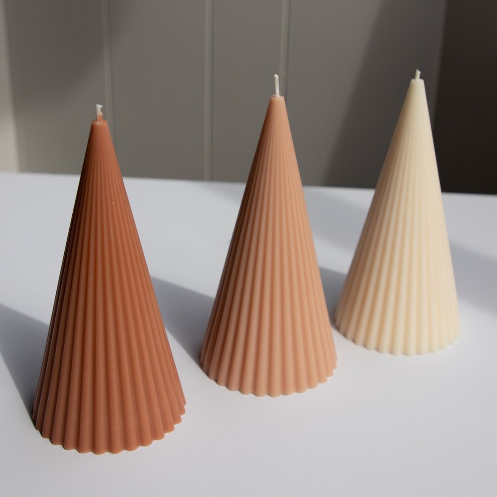 Pyramid Ribbed Pillar Candle ArchiPro NZ