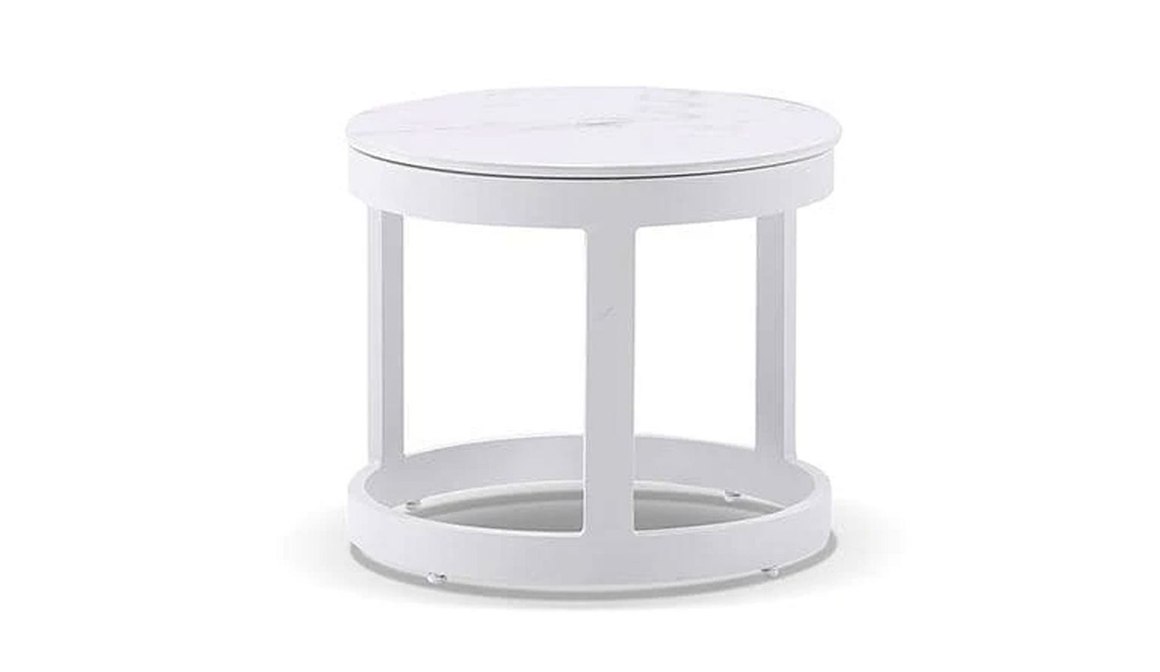 Santorini Outdoor Round White Ceramic Side Table ArchiPro NZ