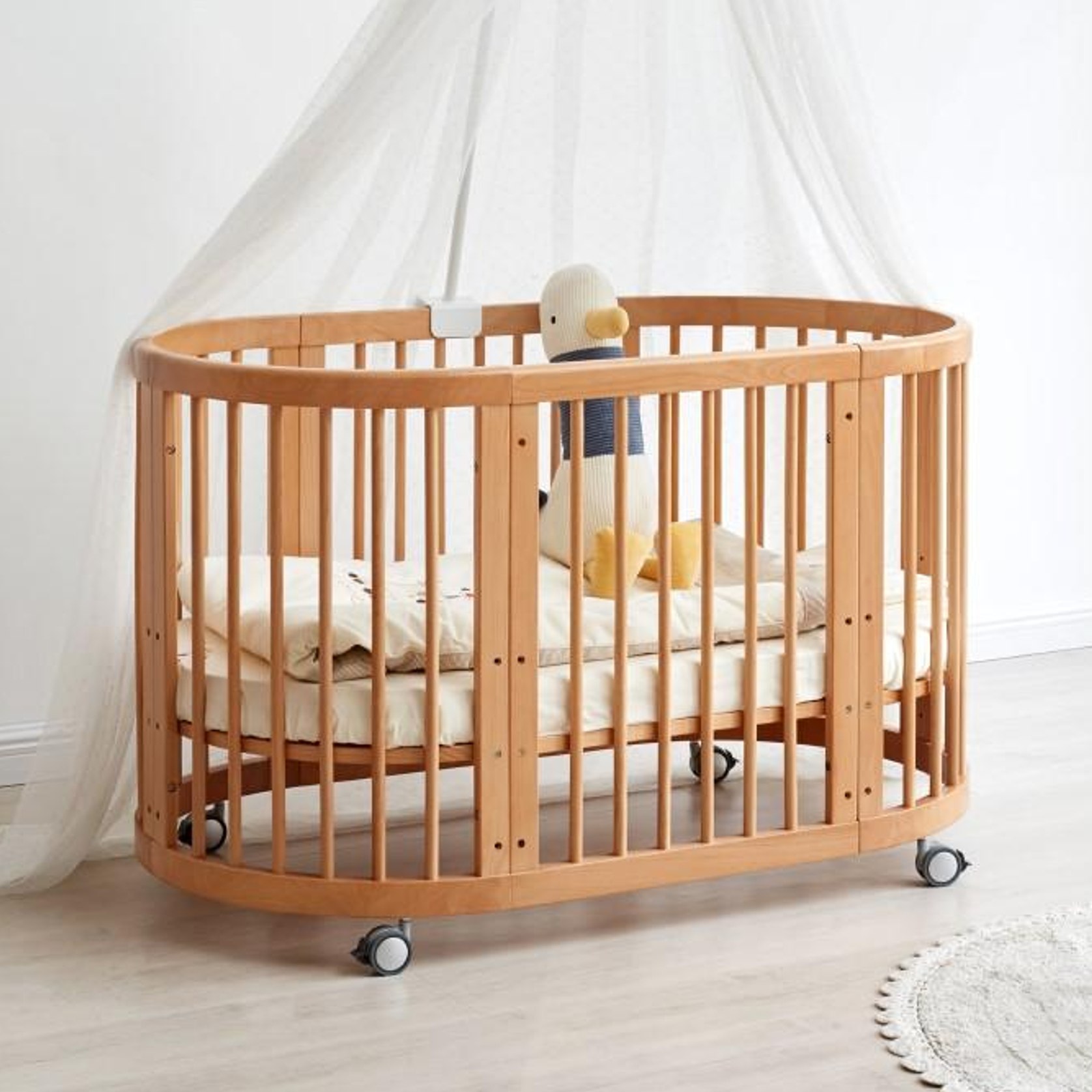 Solid Neutral Beech 3 In 1 Baby Cot Bed ArchiPro NZ