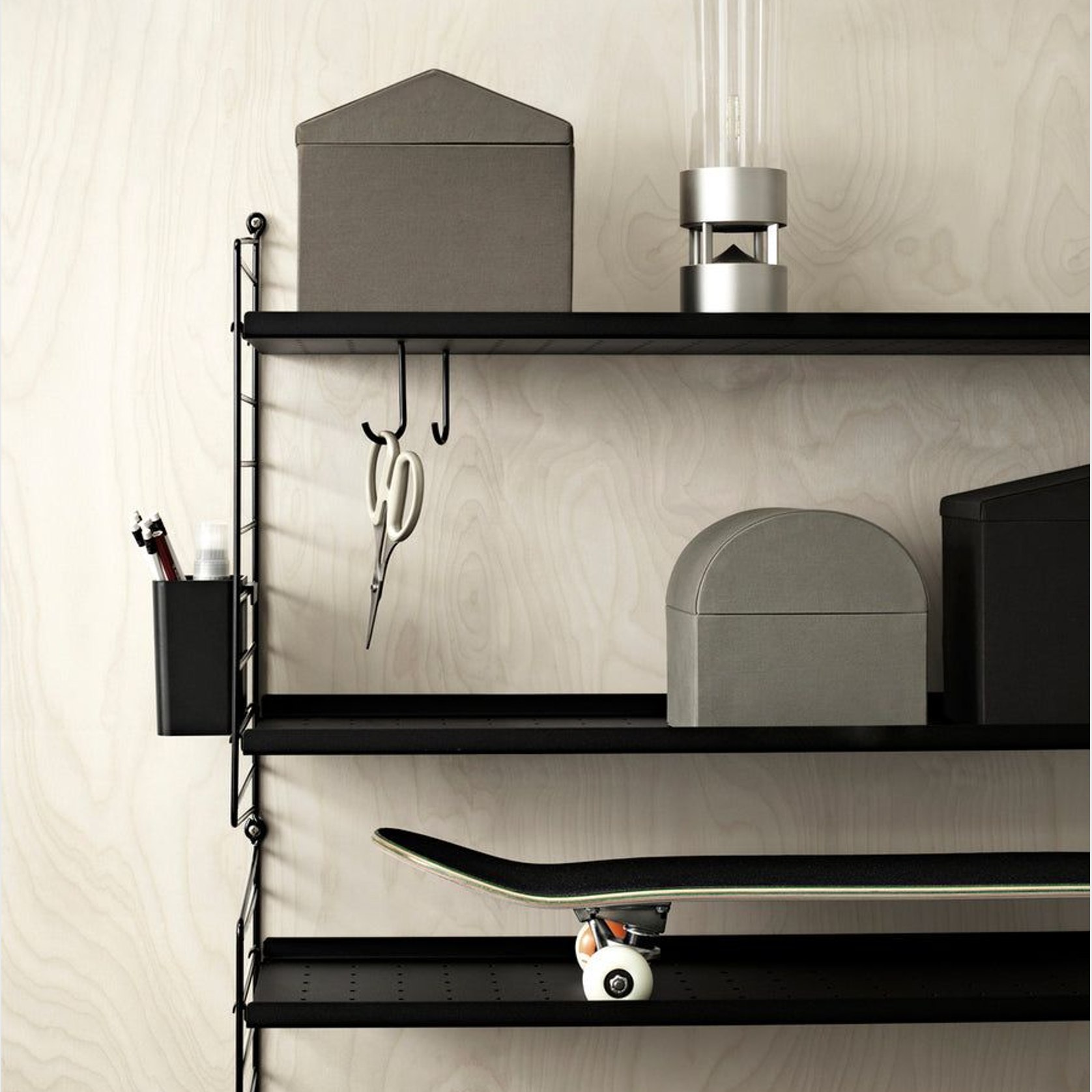 String - Pocket Wall Shelf Black / Ash Stained Black