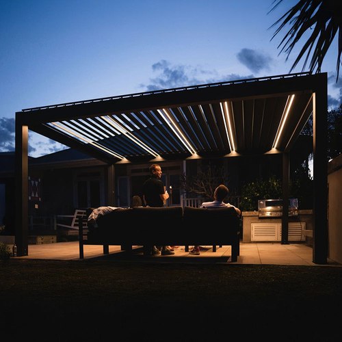 Charcoal / White Tasman Motorised Wall Mounted Louvre Roof