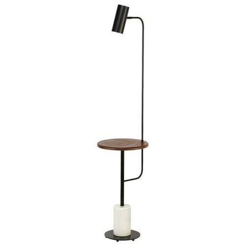 Black Disson Functional Floor Lamp with Table Top and Marble Base