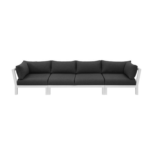White Newport Aluminium Outdoor Loveseat Sofa Set - 4 Seat