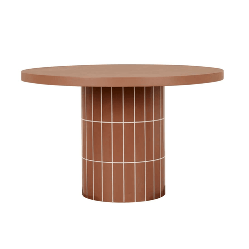 Burnt Sienna/White Seville Tile Round Dining Table