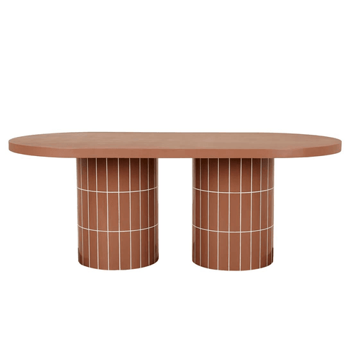 Burnt Sienna/White Seville Tile Oval Dining Table