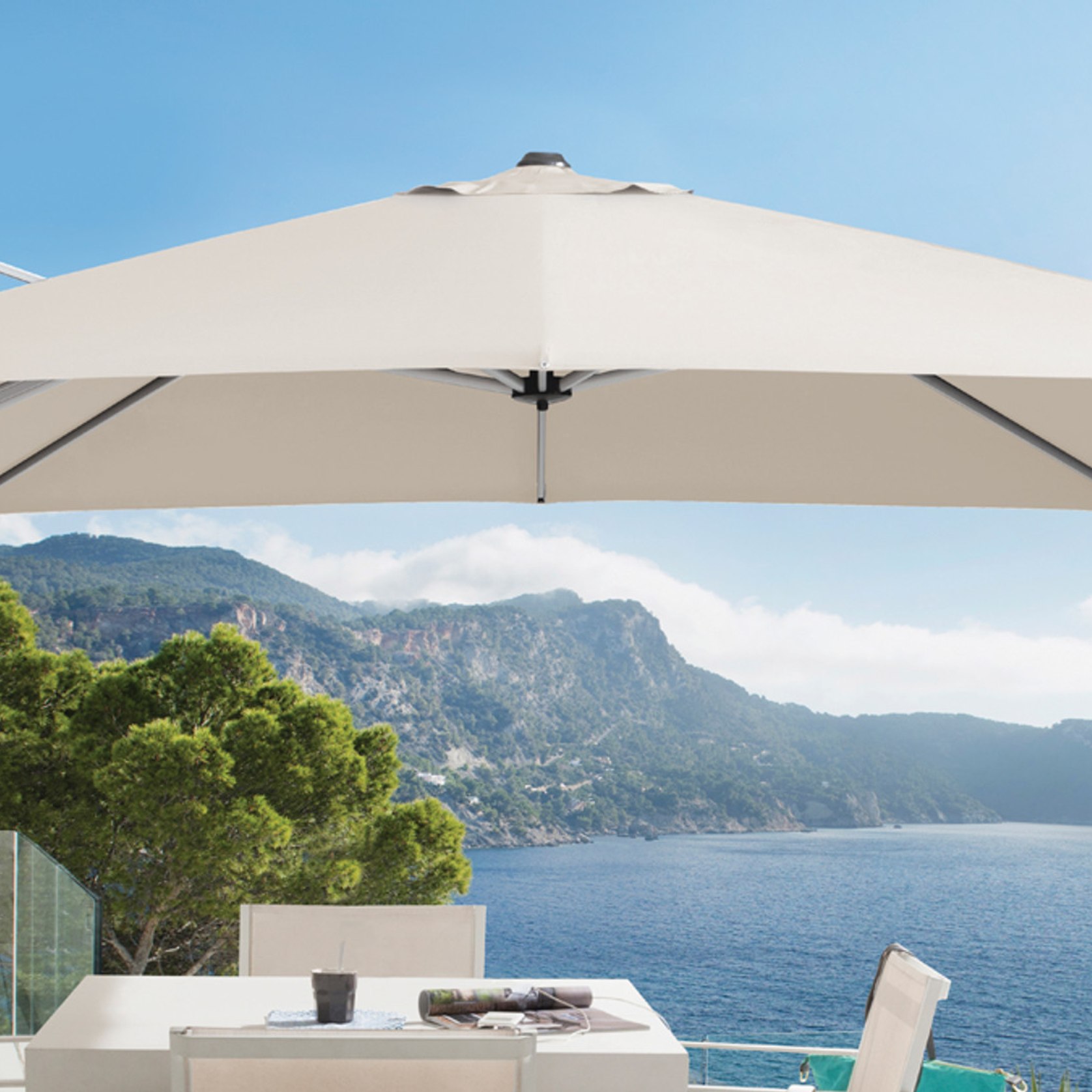 Aspen Cantilever Umbrella in Ecru ArchiPro NZ