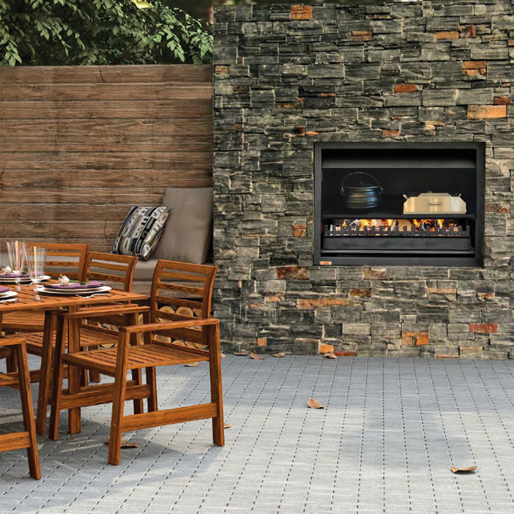 Jetmaster Quadro Inbuilt Outdoor Wood Fire ArchiPro NZ