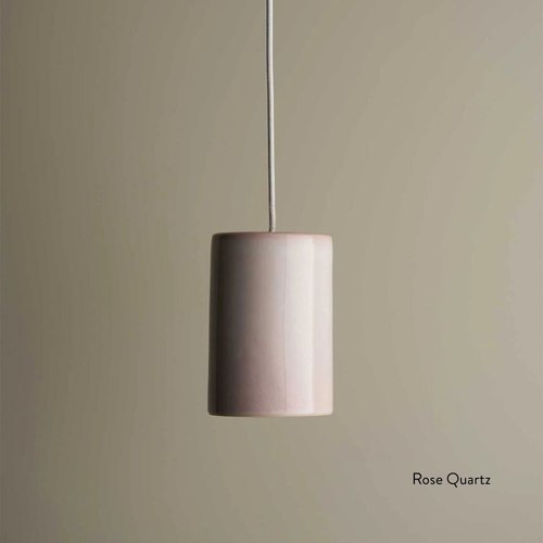 Rose Quartz Ceramic Cylinder Pendant Light Small
