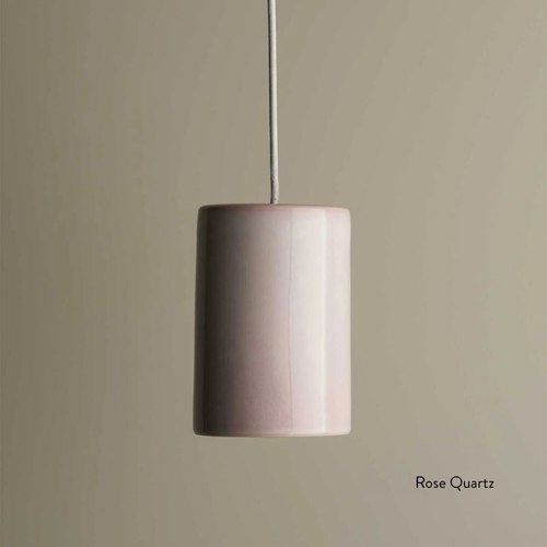 Rose Quartz Ceramic Pendant Cylinder Light Large