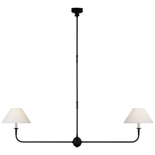 Aged Iron / Ebonized Oak Thomas O'Brien Piaf Large Two-Light Linear Pendant