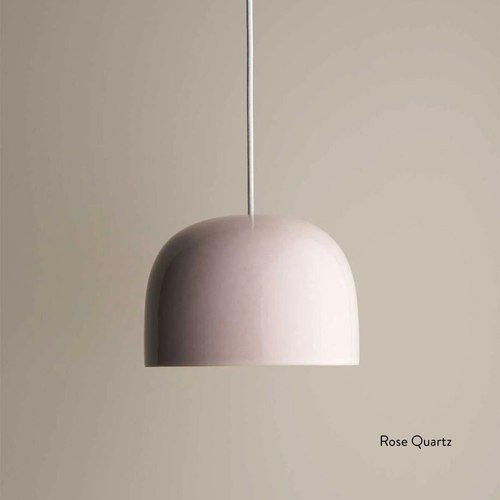 Rose Quartz Ceramic Pendant Bell Light Small