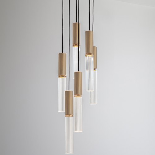 Antique Brass Flume 6lt Pendant Light