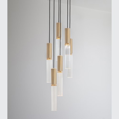 Satin Brass Flume 6lt Pendant Light
