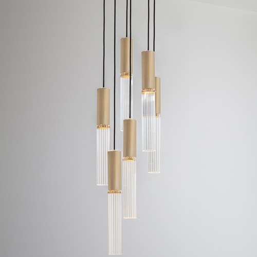 Satin Brass Flume 6lt Pendant Light