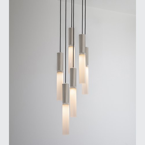Satin Nickel Flume Alabaster 6lt Pendant Light