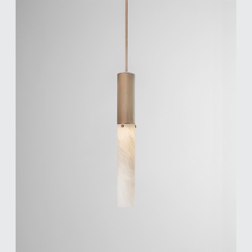 Antique Brass  Flume Alabaster Pendant Light
