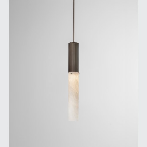 Bronze Flume Alabaster Pendant Light