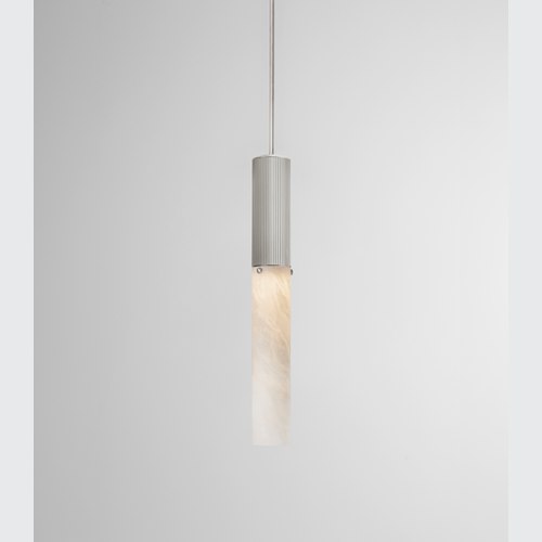 Satin Nickel Flume Alabaster Pendant Light