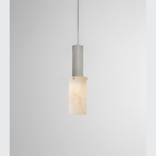 Satin Nickel Flume Large Alabaster Pendant Light
