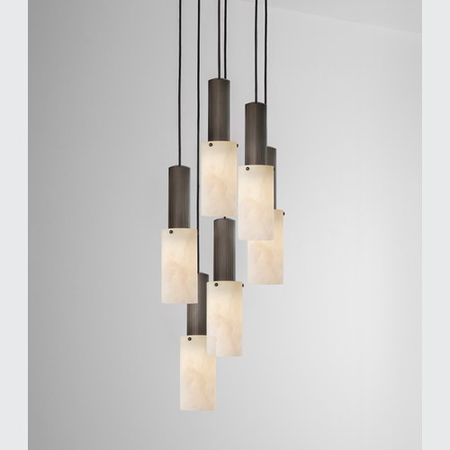 Bronze Flume Large Alabaster 6lt Pendant Light