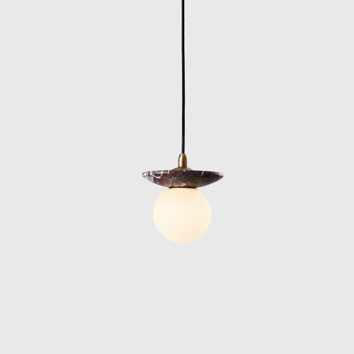 Red Marble Orbit Stone Pendant Light