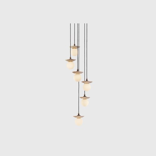 Bronze Orbit Stone 6lt Pendant Light