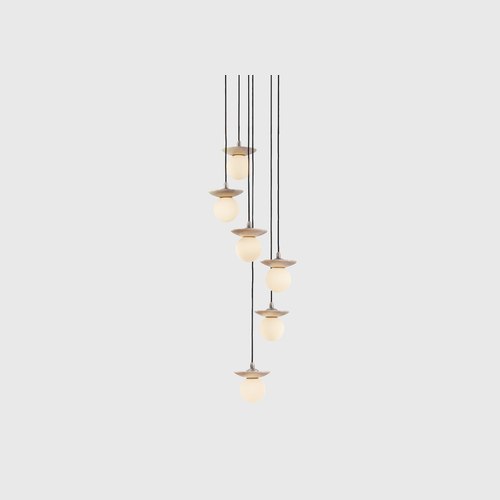 Satin Nickel Orbit Stone 6lt Pendant Light