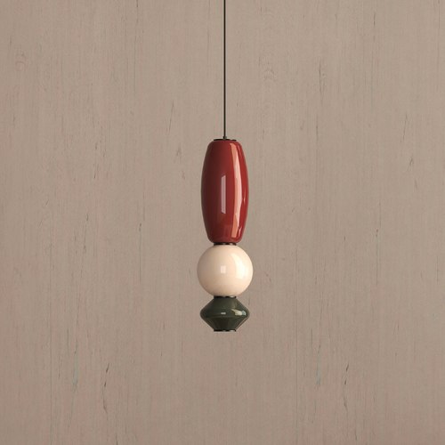 Dark Auburn/White/Green Leaf Papi Pendant Light