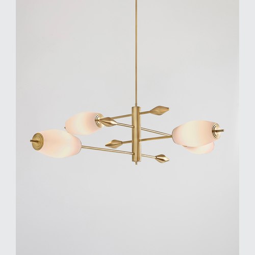 Satin Brass Supernova 4lt Pendant Light