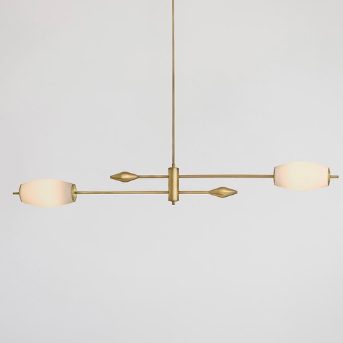 Satin Brass Supernova 2lt Pendant Light by J. Adams & Co.