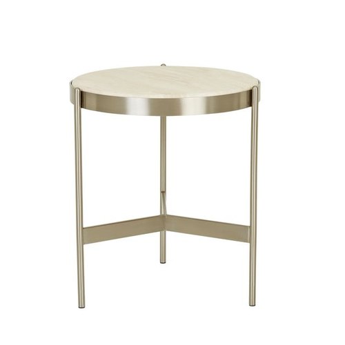 Natural Travertine/Brushed Stainless Steel Venus Side Table