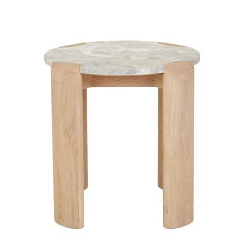 Grey Marble/Light Oak Willa Marble Side Table