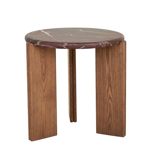 Matt Rouge Marble/Smoked Ash Ray Marble Side Table