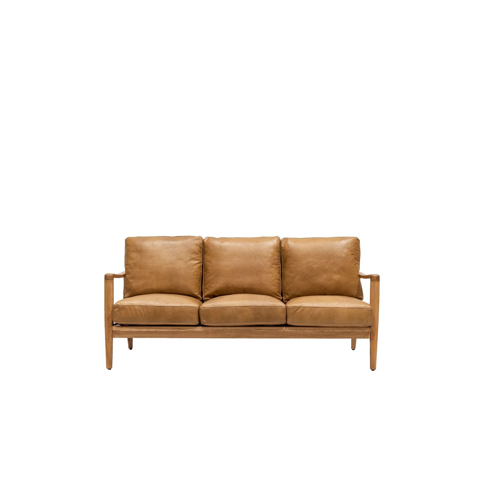 Reid Leather 3 Seater Sofa Tan