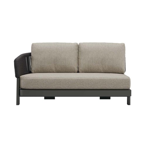 Carbon Grey/Natural Valencia Rope 2 Seater Left Arm Sofa