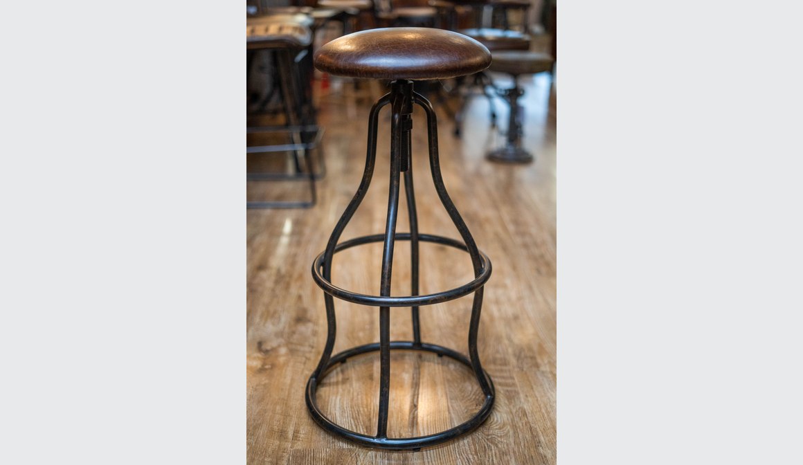Vintage Industrial Leather Bar Stool Adjustable Height ArchiPro NZ
