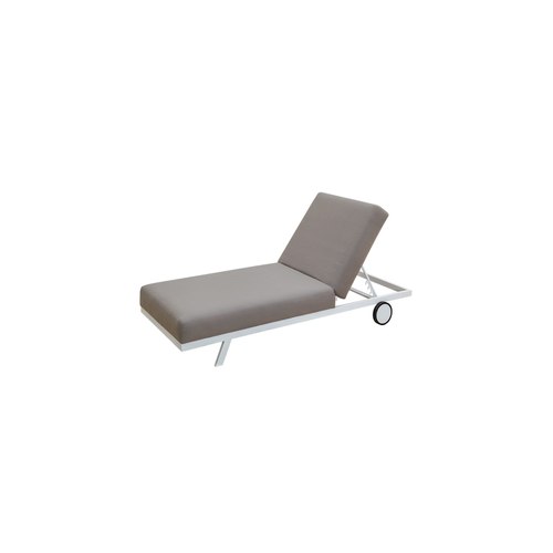 White Frame/ Taupe Fabric Plover Sunbrella Sun Lounger