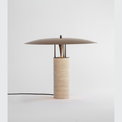 Bronze/Travertine Luna Table Lamp