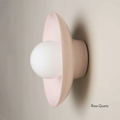 Rose Quartz Ceramic Wall Dish Sconce Light