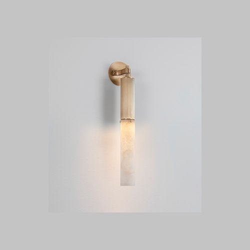 Satin Brass Flume Alabaster Wall Light