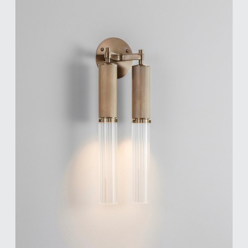Antique Brass Flume Double Wall Light