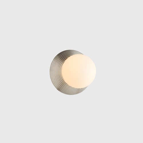 Ridged Satin Nickel Orbit Brass Wall Light