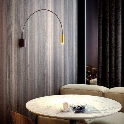 Black/Satin Gold Volta Wall Light